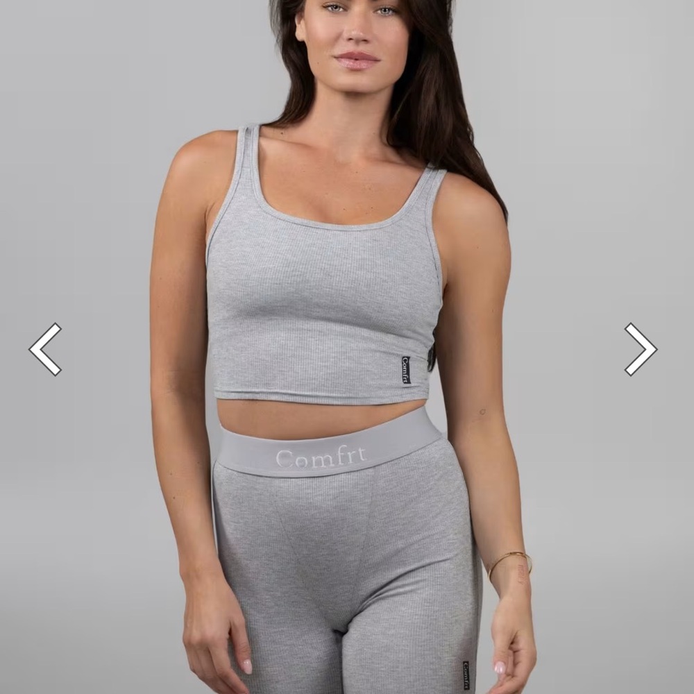 Comfort Ribbed Cropped Tank Top - Light Gray